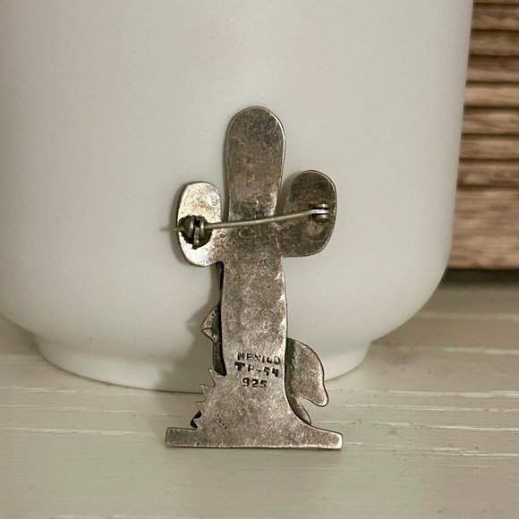 Silver Cactus and Rabbit Brooch - Picture 2 of 2